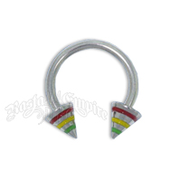 Rasta Steel Spiked Horseshoe Body Jewelry