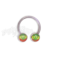 Rasta Leaf Nipple Horseshoe Body Jewelry