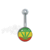 Rasta Leaf Logo Belly Ring Body Jewelry