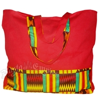 Rasta Canvas & African Print Large Tote Bag