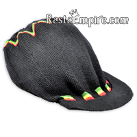 Rasta Deep Crown Visor Beanie Cap - Black
