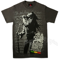Bob Marley Hit Me With Music Charcoal T-Shirt - Men's
