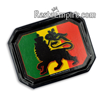 Stash Tin - Rasta Lion - Black with Rasta Stripes