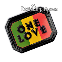 Stash Tin - Rasta One Love - Black with Rasta Stripes