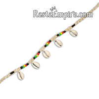 Hemp Choker with Cowery and Rasta Wood Beads
