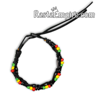 Rasta Spanish Leather & Beads Bracelet - Assorted rasta designs