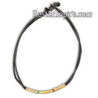 Rasta Leather Cord Necklace with Rasta Wrap