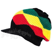 Rasta Waves Cotton Cap with Visor - Black/Rasta