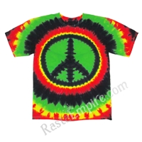 Rasta Peace Sign Tie Dyed Short Sleeve T-Shirt - Men's SS