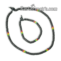 Rasta Coco, Heishi and Resin Necklace and Bracelet - Jewelry Set