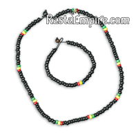 Rasta Coco Beads Choker and Bracelet - Jewelry Set