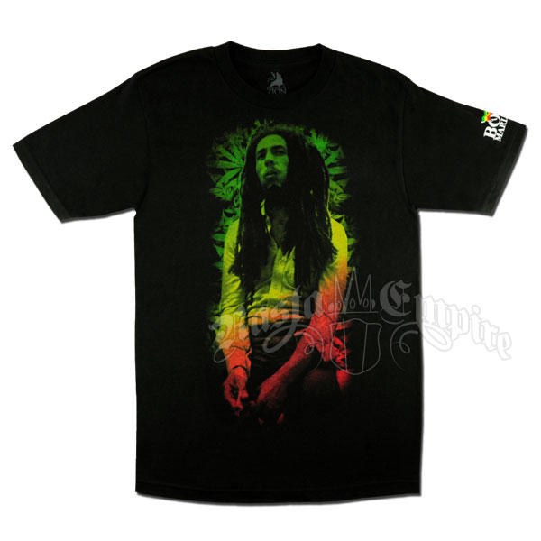 Bob Marley Rasta Leaves Black T-Shirt - Men's