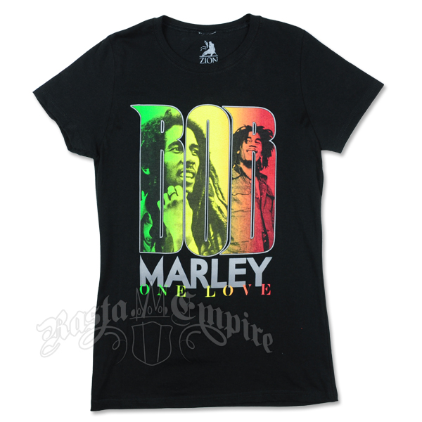Bob Marley One Love Faces Black T-Shirt - Women's