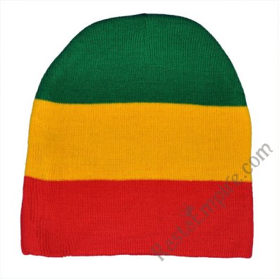 Rasta Green, Yellow and Red 8" Beanie Cap