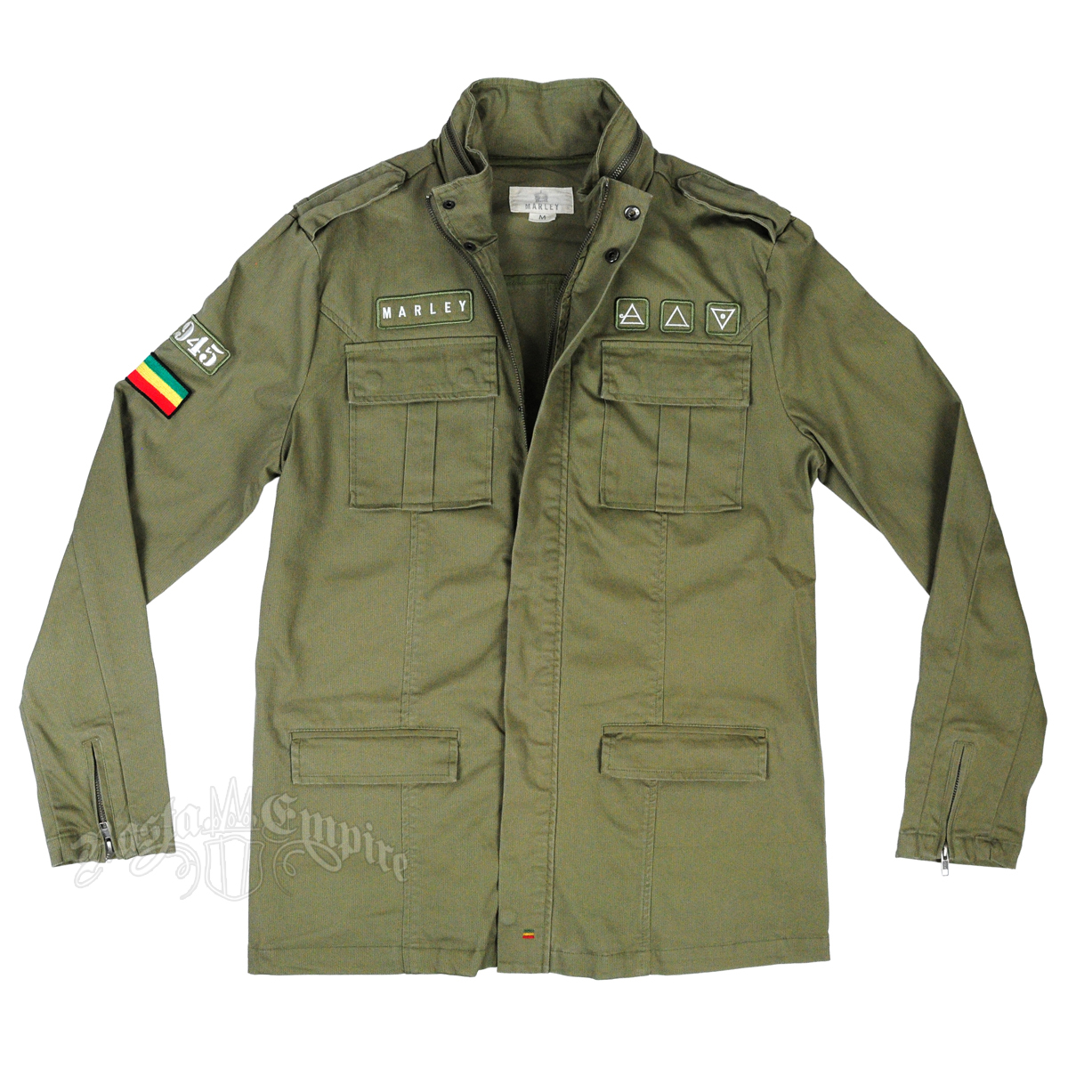 Marley Olive Green Military Jacket - Men's at RastaEmpire.com