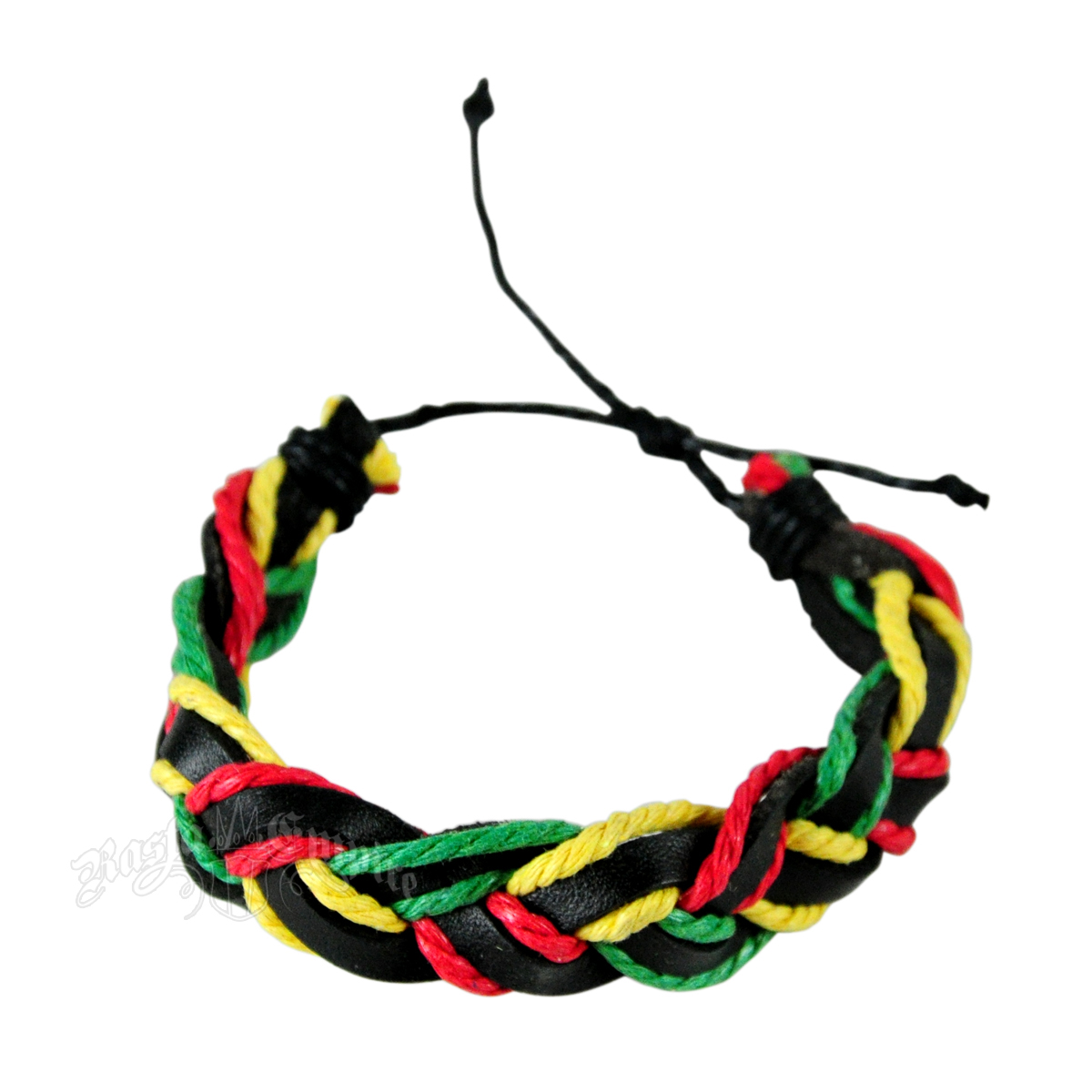 Braided Rasta String and Leather Bracelet