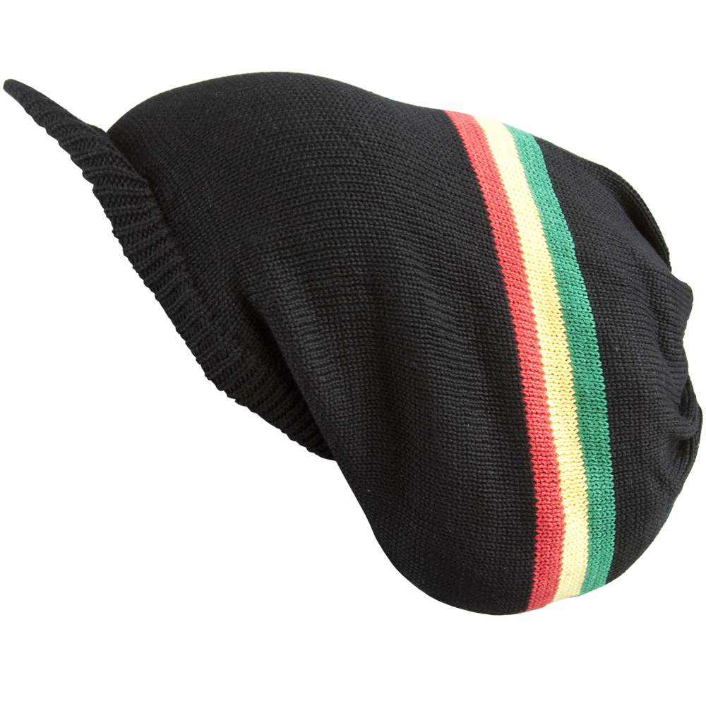 Armycrew Rasta Reggae Long Beanie With Visor - Dreadlock Style Cotton Cap, One Size Fits Most - View #4