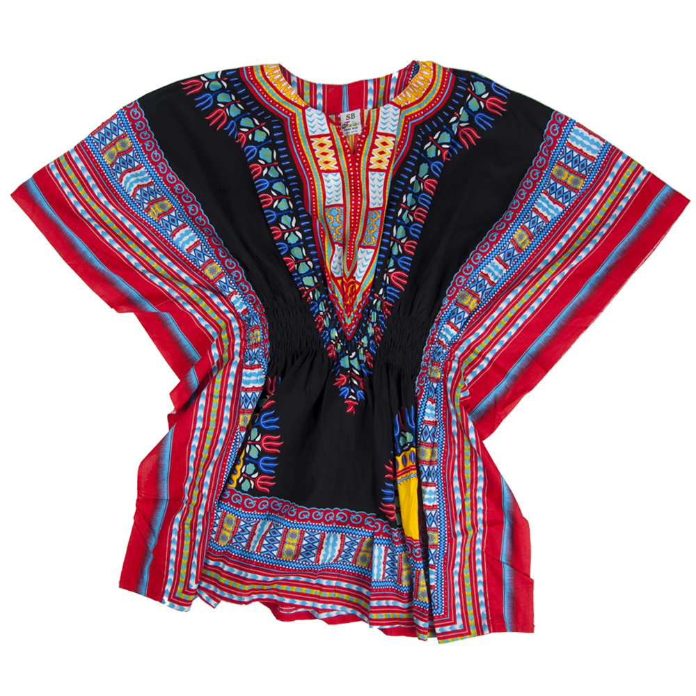 Women's Black/Red Traditional Elastic Dashiki at