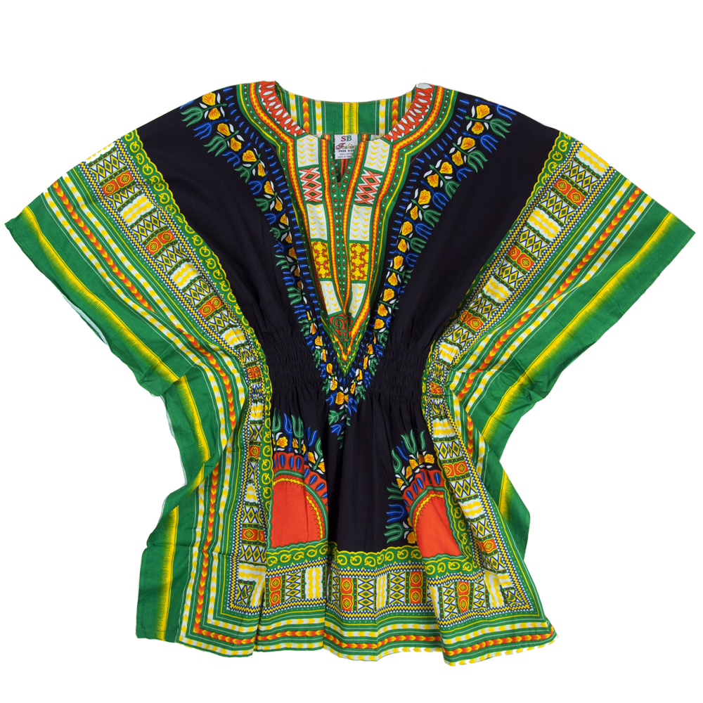 Women's Green Traditional Elastic Dashiki at