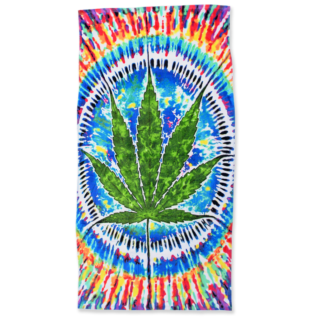 Tie Dye Cannabis Leaf Beach Towel