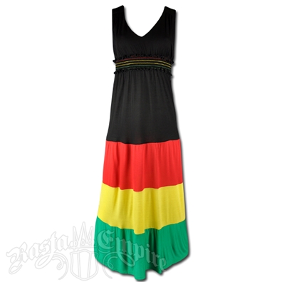 Rasta and Reggae V-Neck Long Dress