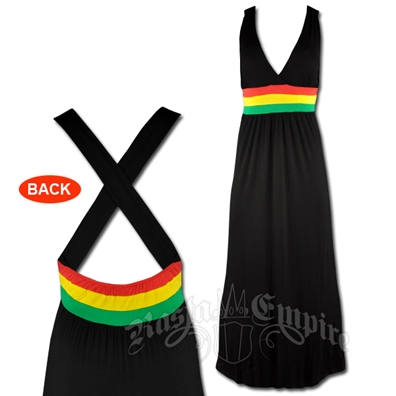 Rasta and Reggae Cross Back Straps Long Dress