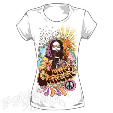 Jerry Garcia Sunburst Peace Sign White T-Shirt - Women's