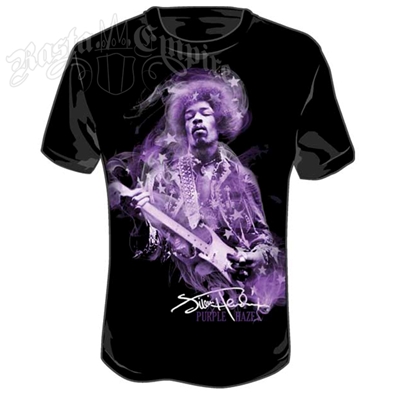 Jimi Hendrix Purple Haze Stars Black T-Shirt – Men’s