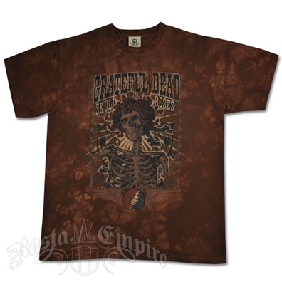 Grateful Dead Skull & Roses Brown Tie Dye T-Shirt - Men's