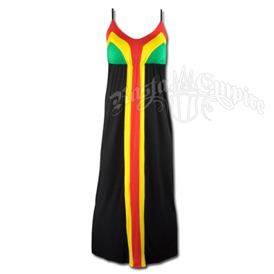 Rasta and Reggae Long Dress With Stripes