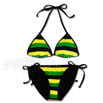 Jamaica Stripe Triangle & String Bottom Bikini Swimsuit