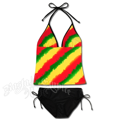 Rasta Tie Dye Tankini & Lowrise Bottom Swimsuit