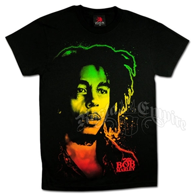 Bob Marley Sepia Rasta Face Black T-Shirt - Men's