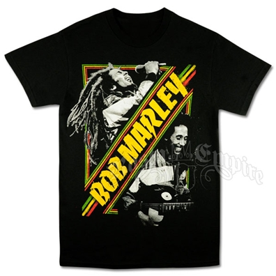 Bob Marley Rasta Allover Black T-Shirt - Men's