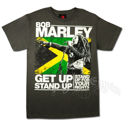 Bob Marley Get Up Stand Up Charcoal T-Shirt - Men's