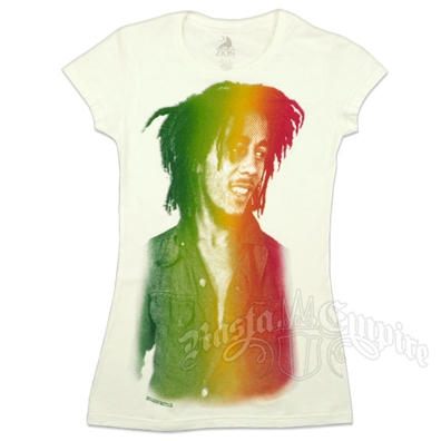 Bob Marley Rasta Fade White T-Shirt - Women's