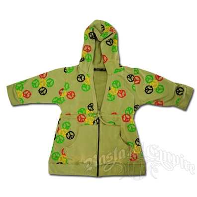 Rasta Peace Sign V-Neck Sage Zip Hoodie - Women's