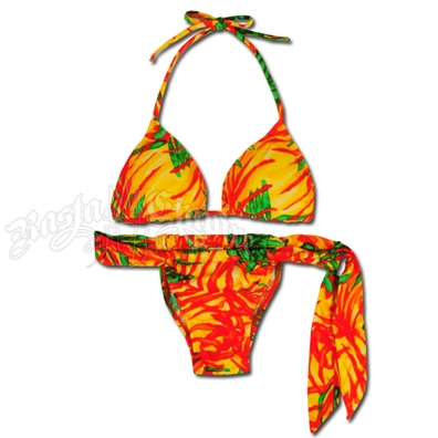 Rasta Safari Triangle Top & Side Tie Bottom Bikini Swimsuit