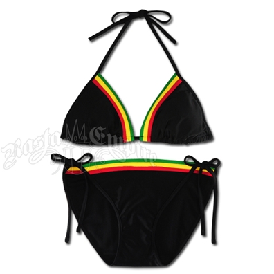 Rasta Triangle & String Bottom Swimsuit
