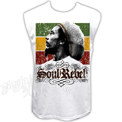 Bob Marley Soul Rebel White Muscle Top - Men's