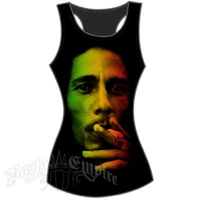 Bob Marley Toke Black Ribbed Tank - Women's