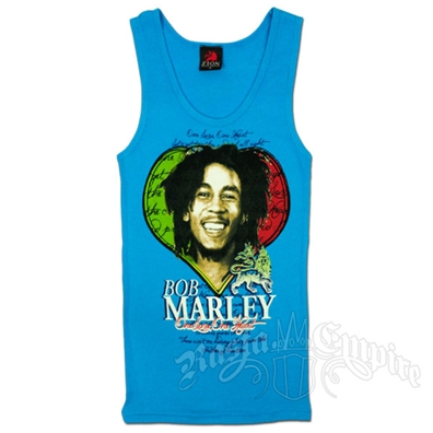 Bob Marley One Heart Turquoise Ribbed Tank - Women's