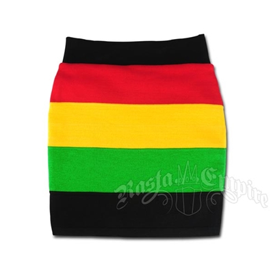 Rasta and Reggae Knit Mini Skirt With Wide Stripes