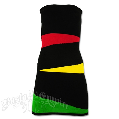Rasta and Reggae Front Wave Knit Tube Top Mini Dress