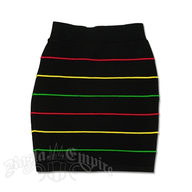 Rasta and Reggae Knit Mini Skirt With Narrow Stipes