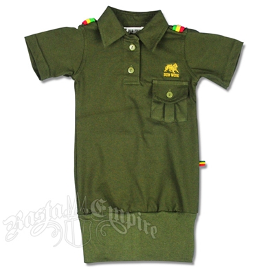 Dub Wise Little Girls Rasta Polo with Ribbing