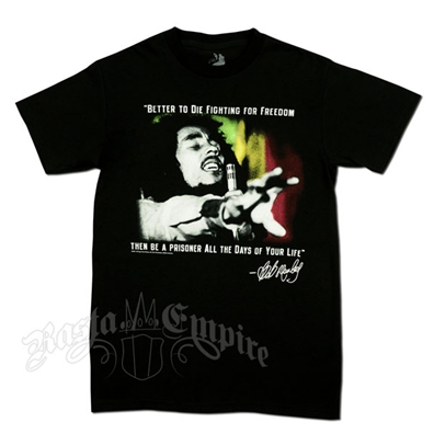 Bob Marley Fighting For Freedom Black T-Shirt - Men's