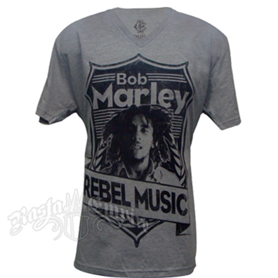 Bob Marley Rebel Music Athletic Heather V-Neck T-Shirt - Men's