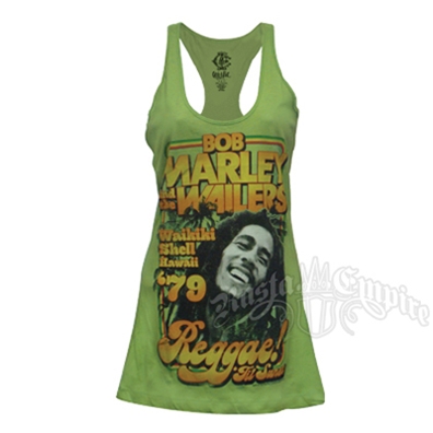 Bob Marley Reggae Til Sunset Grass Green Racer Back Tank Women's