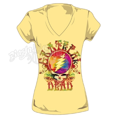 Grateful Dead SYF Watercolors Banana V-Neck T-Shirt - Women's